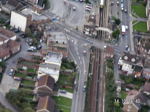 Aerial view railway town centre lancing